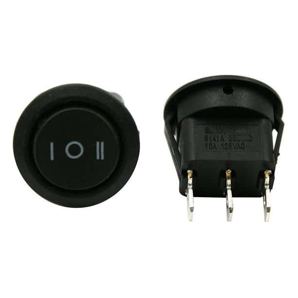 15HE 5 pcs SPDT On/O/On Mini Black 3 Pin Rocker Switch AC 6A/250V 10A/125V